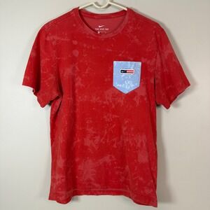 Nike‎ Tee Mens Medium Orange Bleach Wash Graphic T Shirt USA Sporty